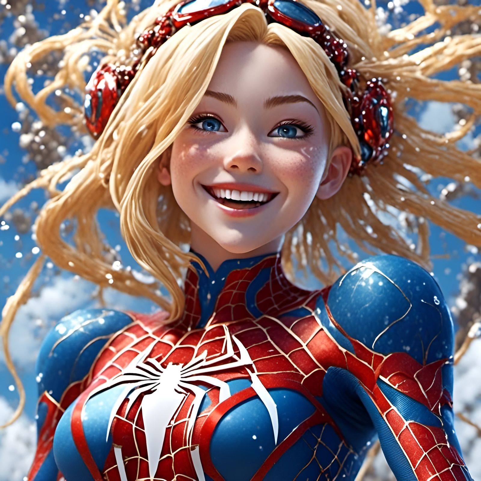 Anime Spidergirl Portrait in 1990s Style