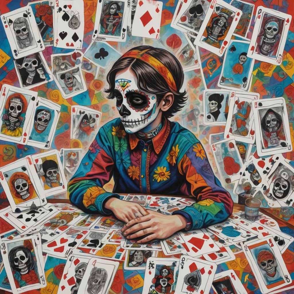 13 of spades  day of the dead playing cards  ,names  on card...