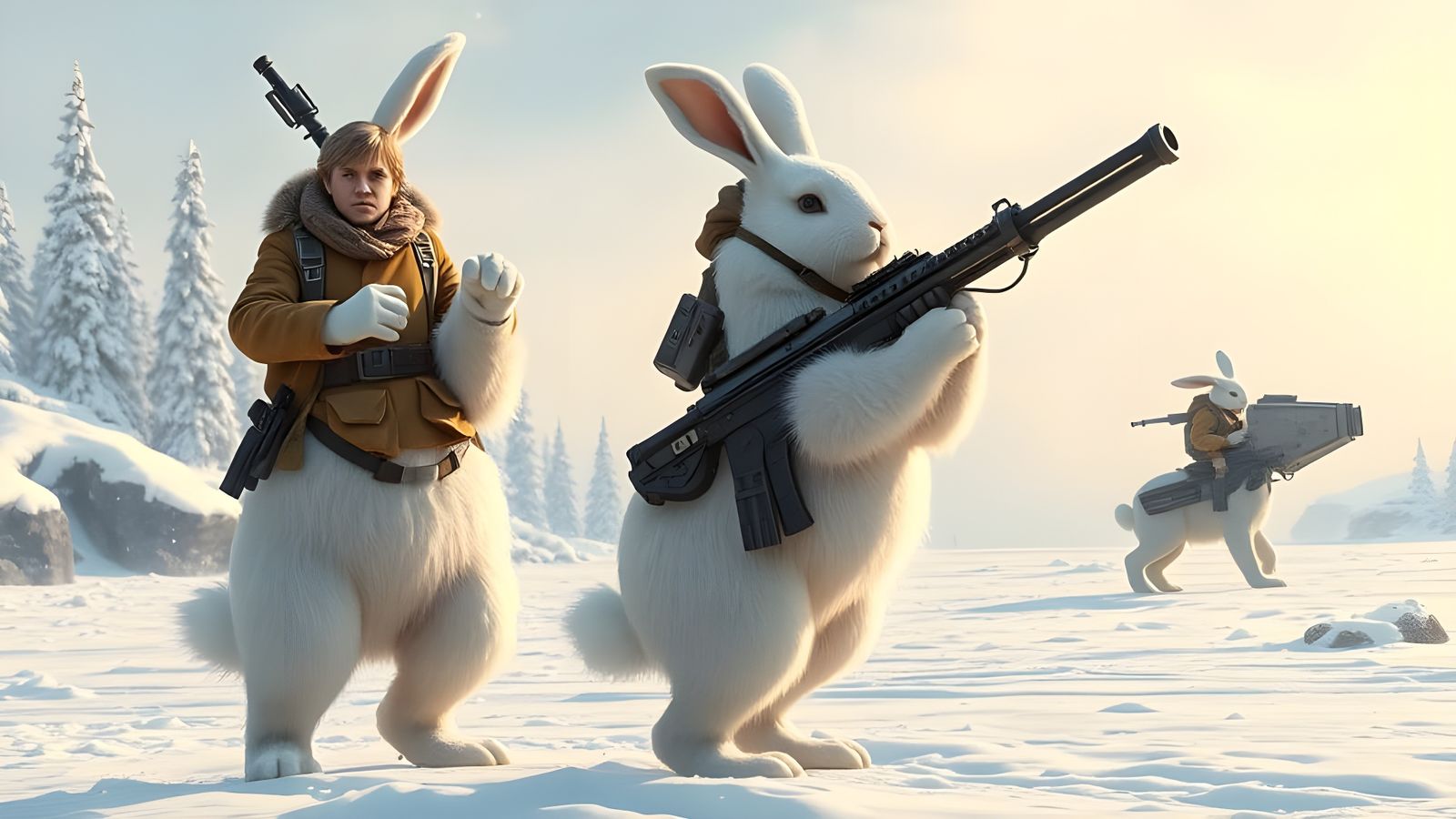 Determined Luke Skywalker Rides a Majestic Holland Lop Rabbi...