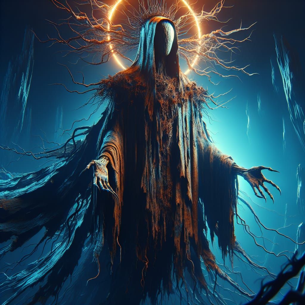 Sinister Forest Deity with Blue Light Halo