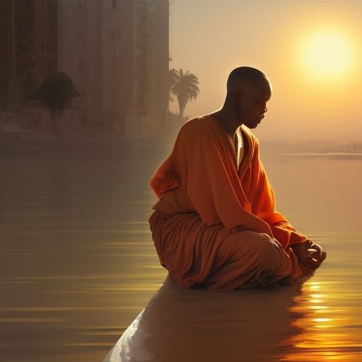 Levitating Monk's Sunrise Meditation on the Nile