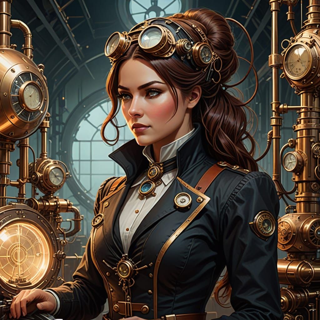 Steampunk Inventress in Vintage Lab