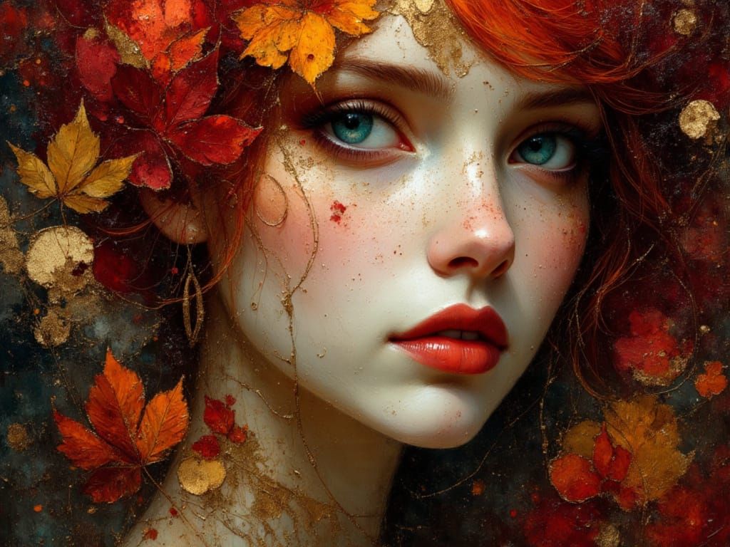 Mystical Redhead Portrait with Emerald Eyes
