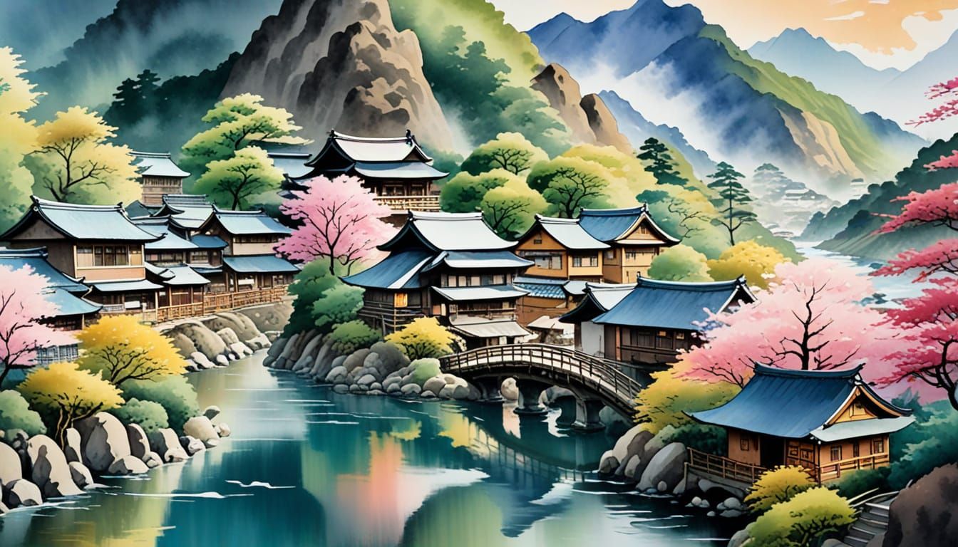 JAPANESE RIVER VILLAGE