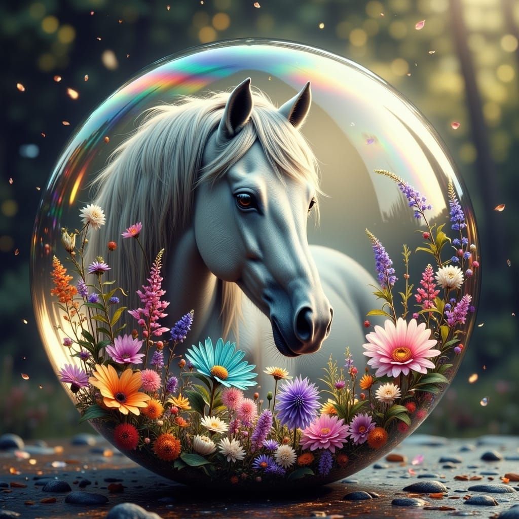 Stallion in Floral Sphere, Vivid Visions
