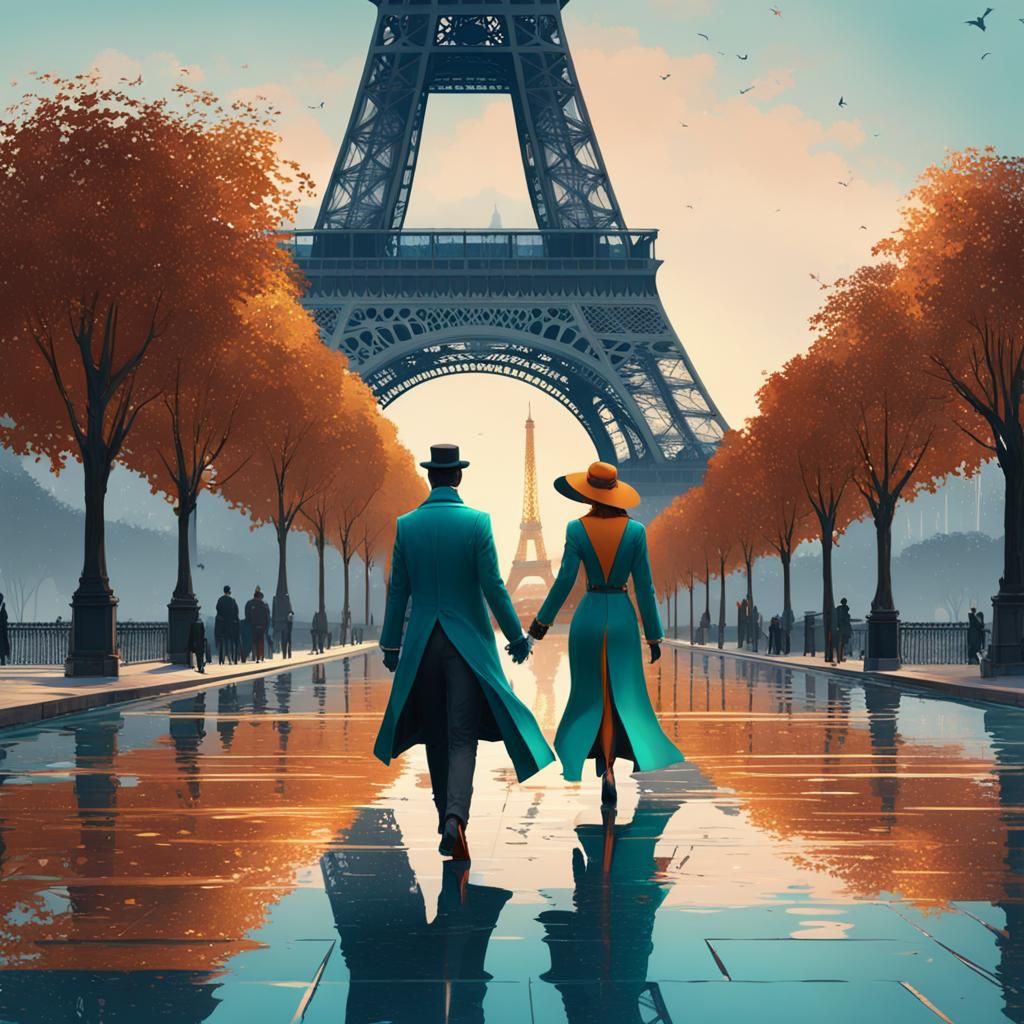 Eiffel Tower Fashion Walk in Artstation Style