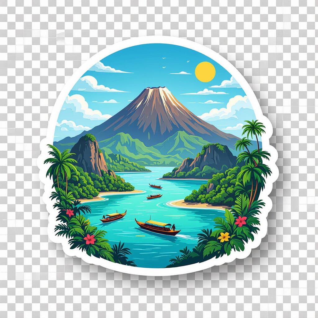 Vibrant Indonesia Islands Sticker Art