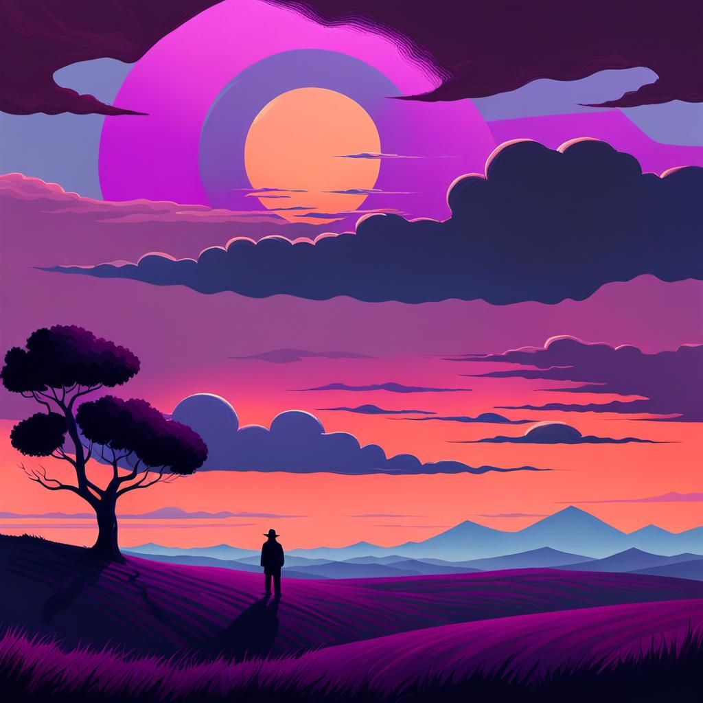 Vibrant Purple Hues of the 5th Dimension's Sunset