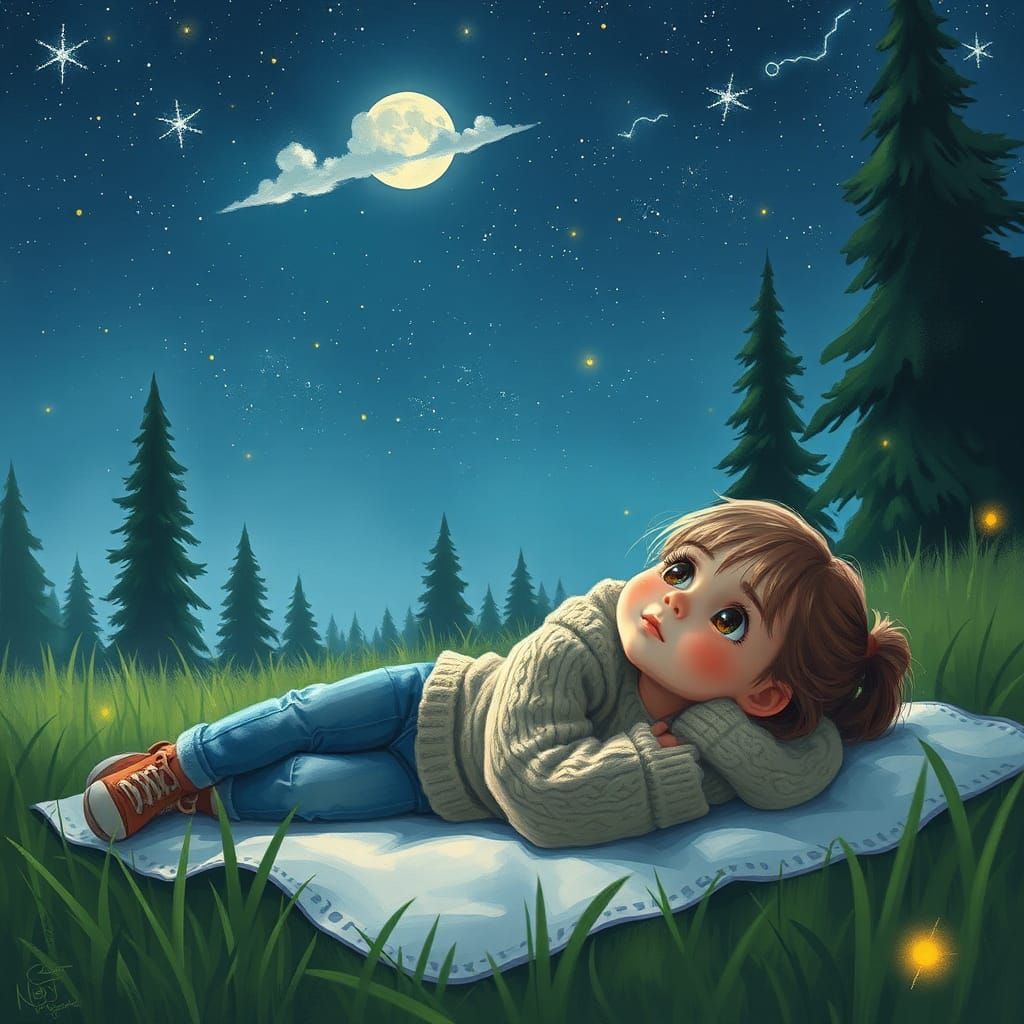 Dreamy Starry Night Digital Painting