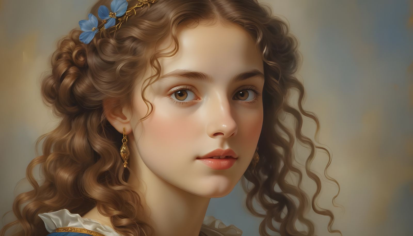 Gorgeous Face of a Woman in Oil Paint Style