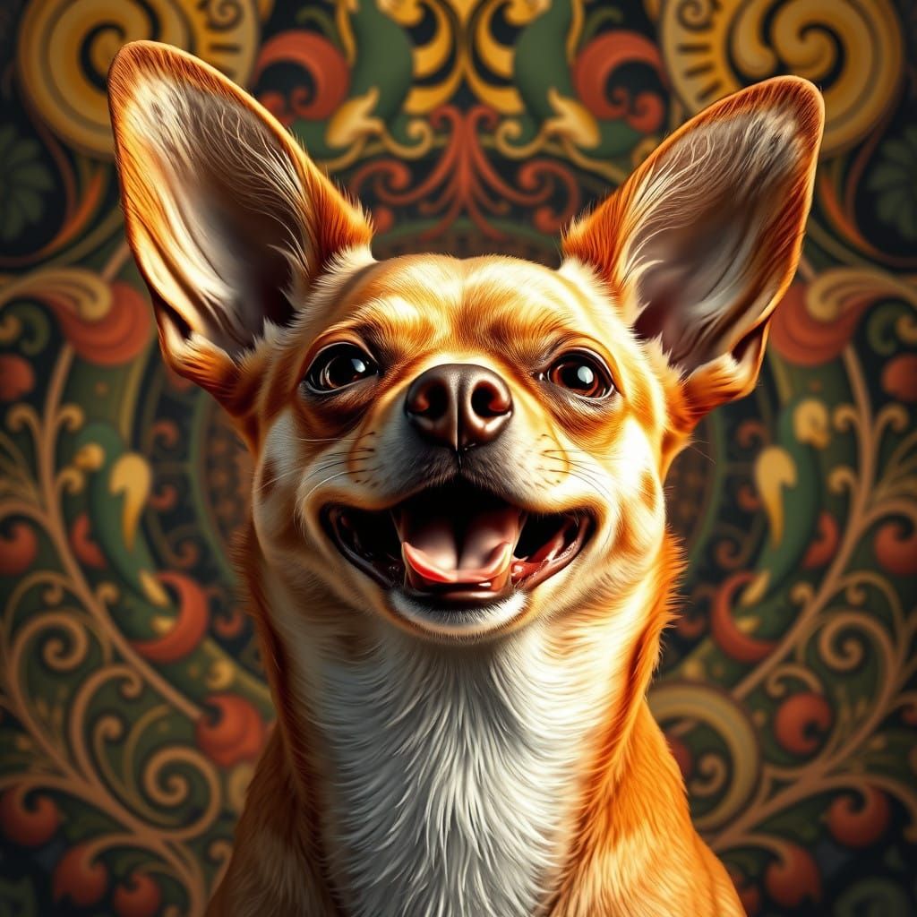 Vibrant New Year's Celebration with Caramel Chihuahua