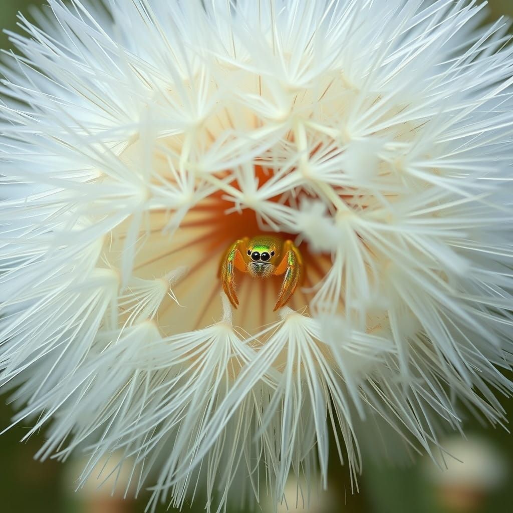 Tiny Hunter Amidst Whimsical Blooms