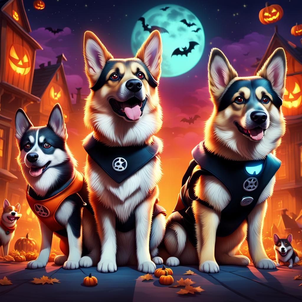 Halloween Dogs in Costume: Pixar-Inspired 3D Art