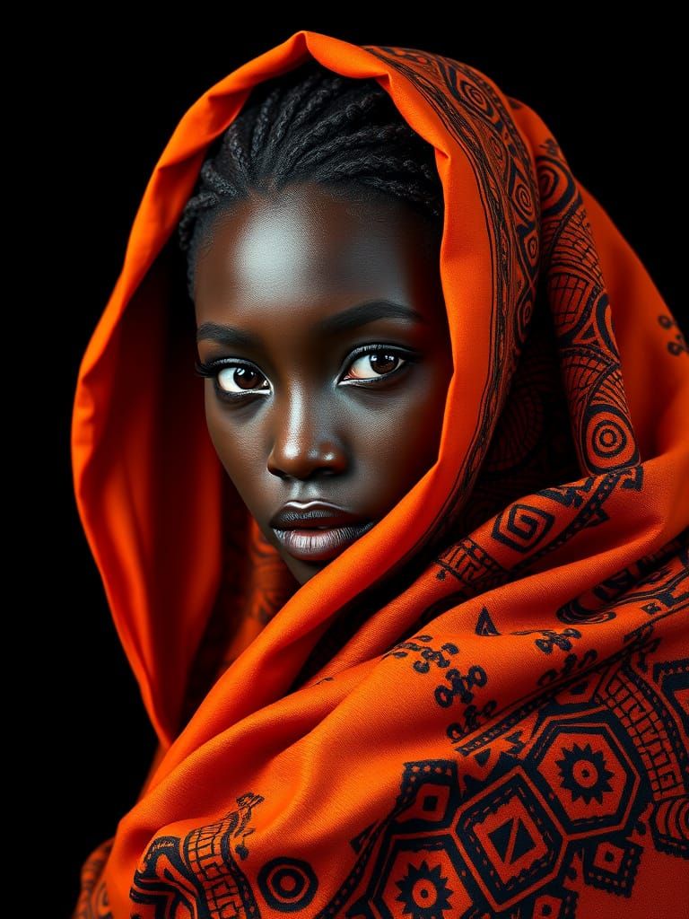 Ebony Goddess in Vibrant Tribal Splendor