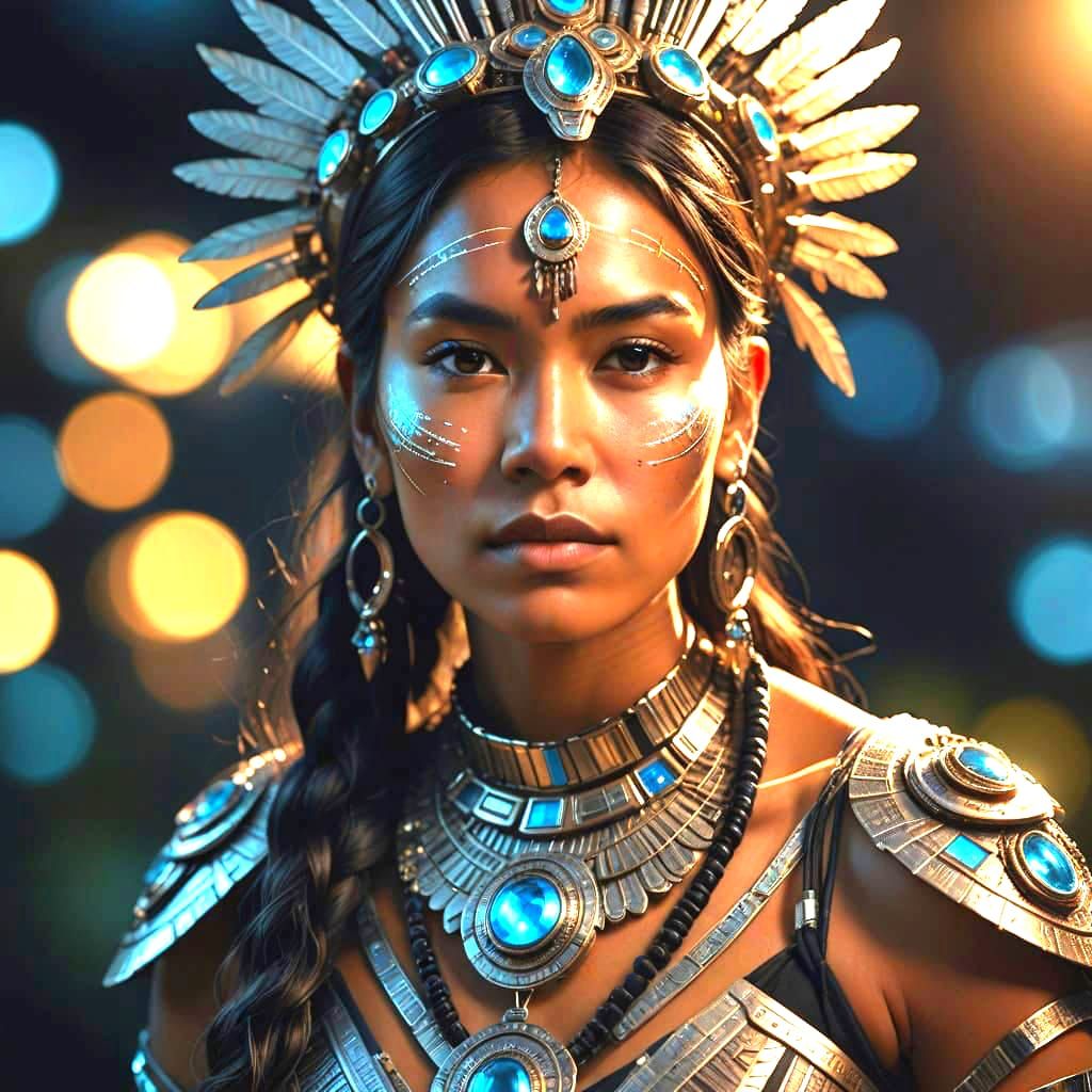 Hyperrealistic full body portrait of a beautiful indigenous ...