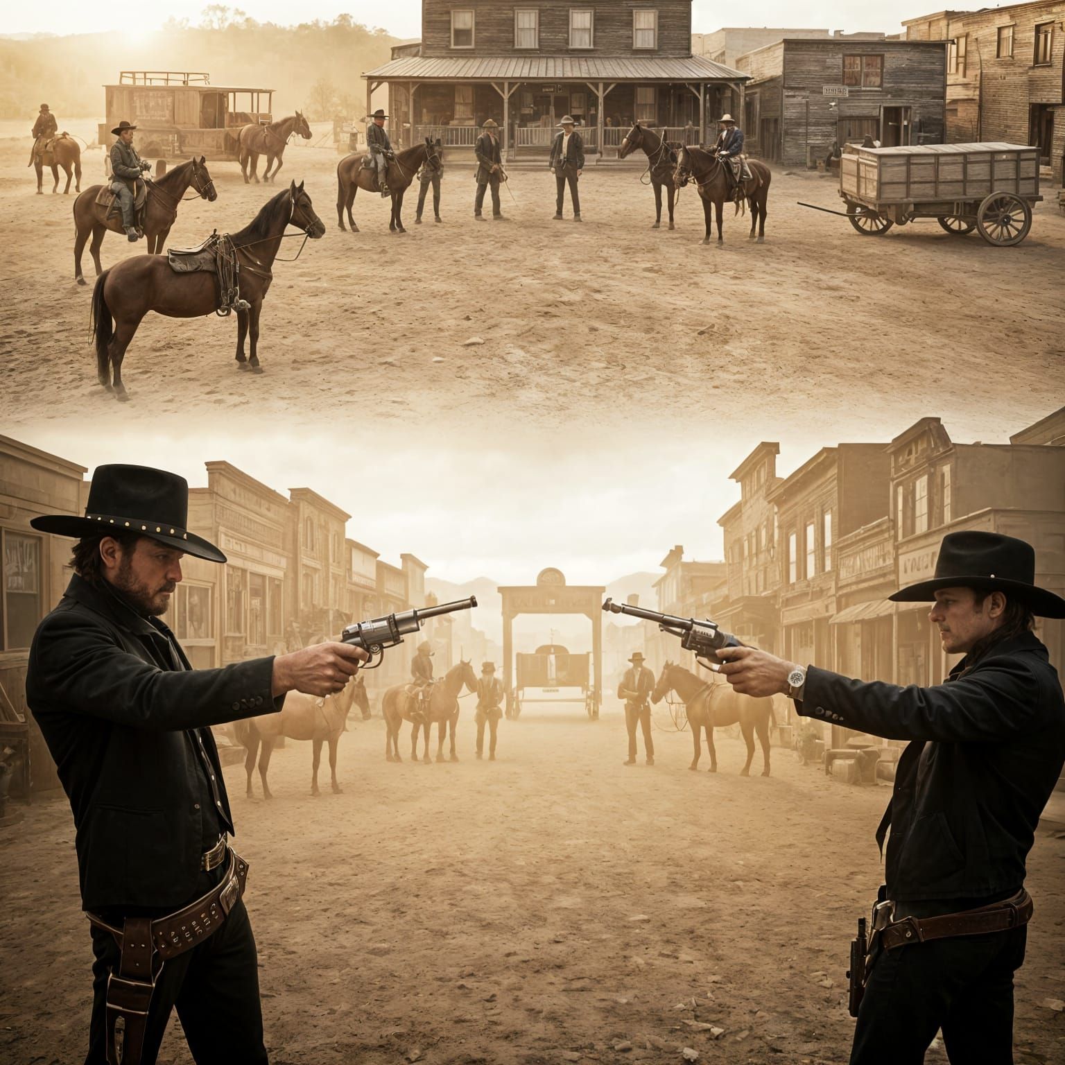 Old West Duel: Gunslingers Prepare for Showdown in Cinematic...