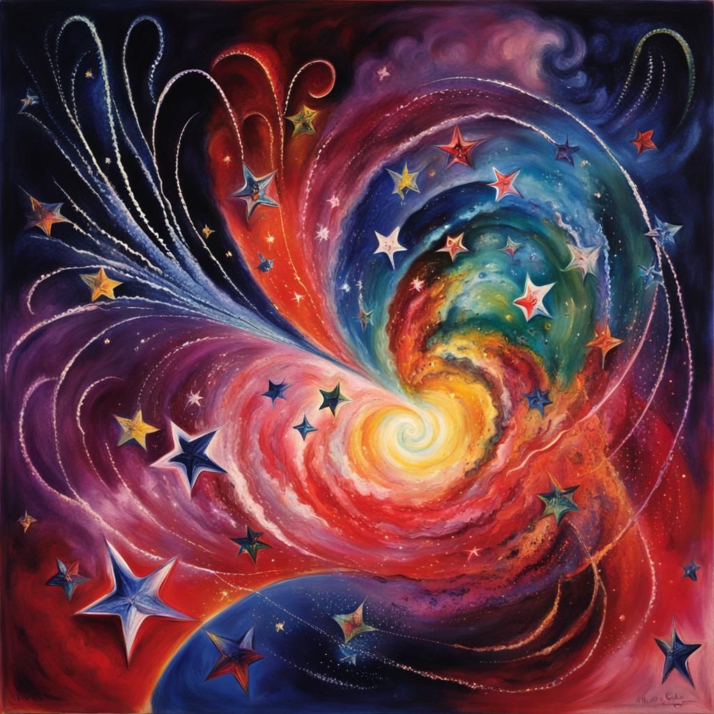 Chagall-Inspired Star Maelstrom in Vivid Colors