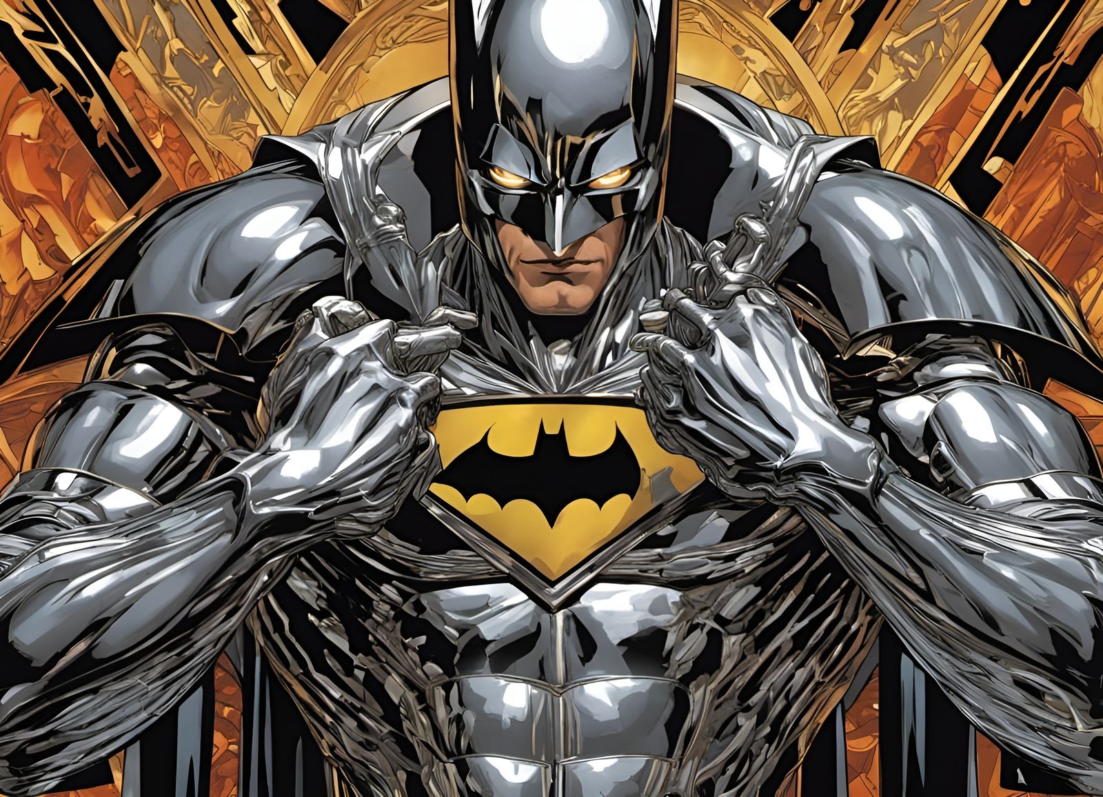 Silver Surfer as Batman in Chrome Style
