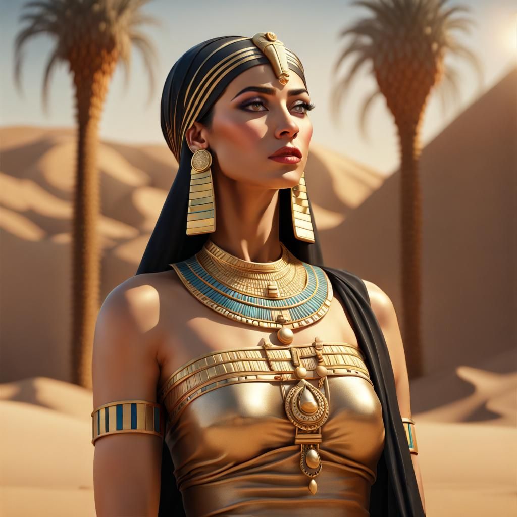 Cleopatra as Egyptian Pharaoh in Fayum Portrait Style