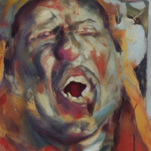 Expressionist Portrait of a Man's Anguished Search