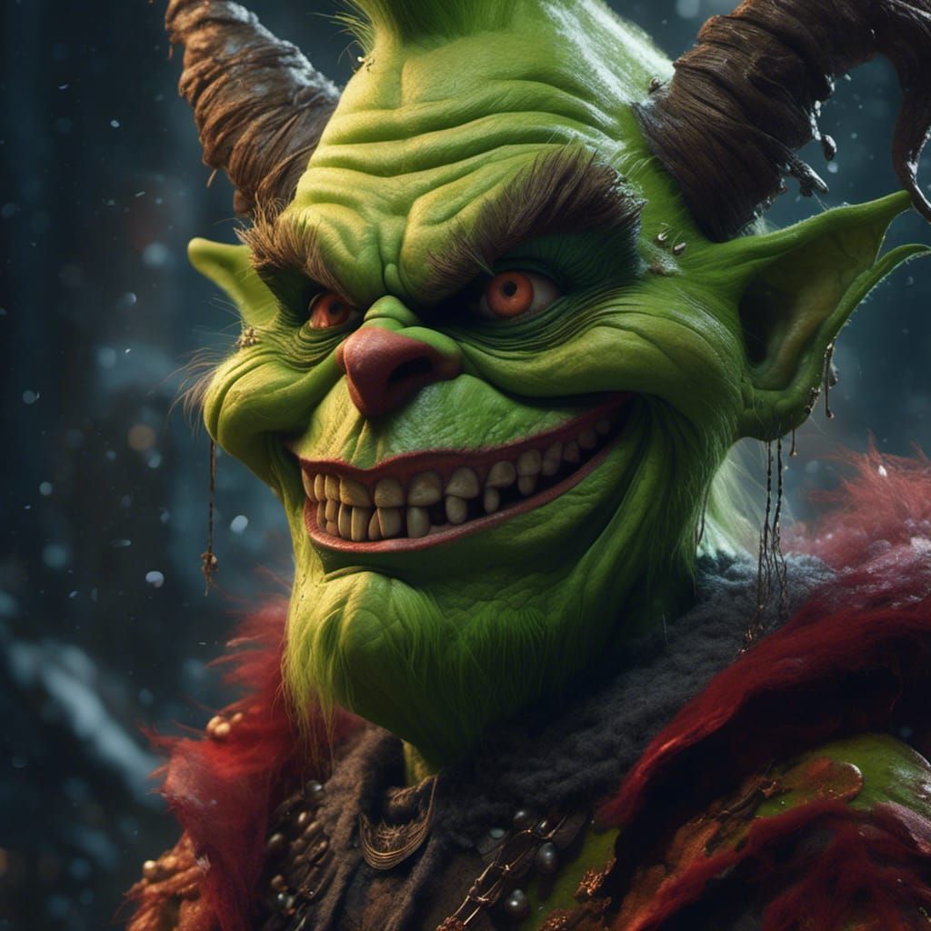 Hyperrealistic Demon Grinch Portrait: A Digital Masterpiece