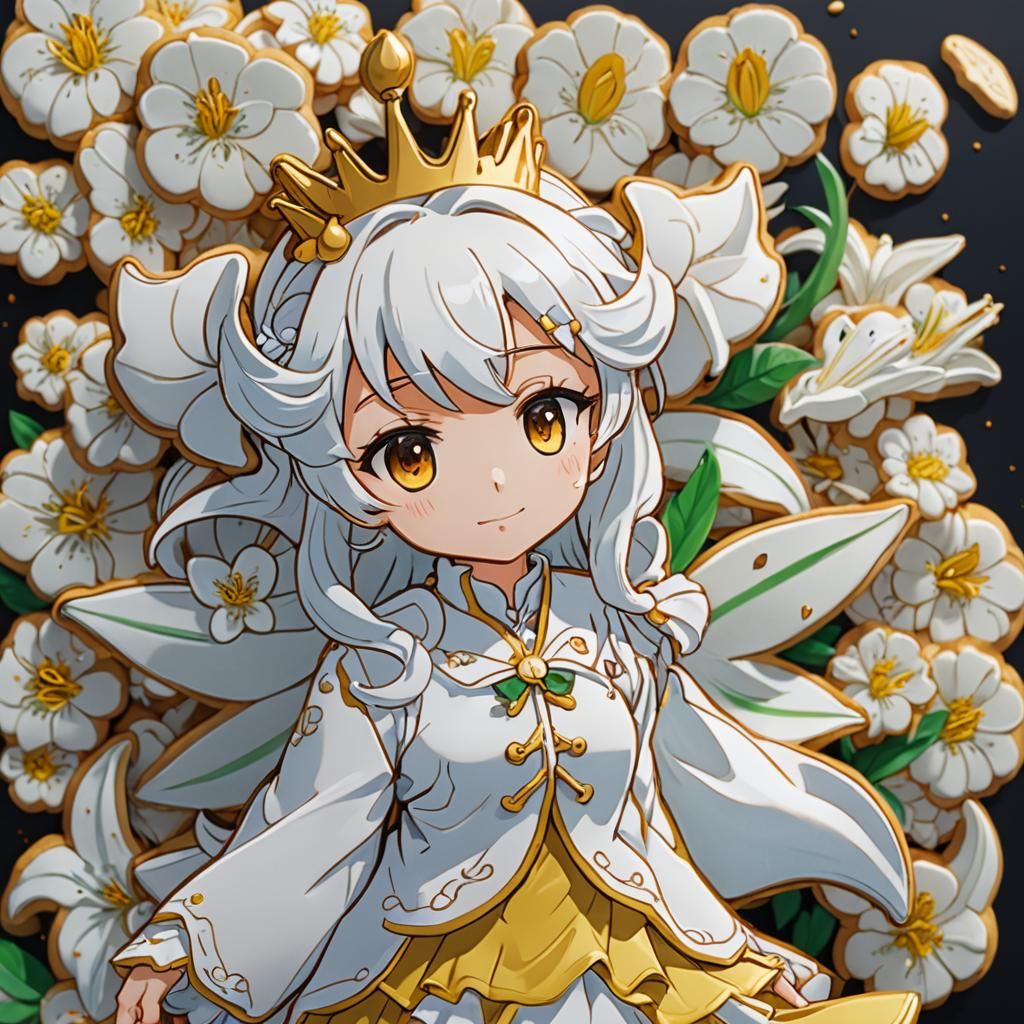 White Lily Cookie: Anime-Style Cel-Shaded Art