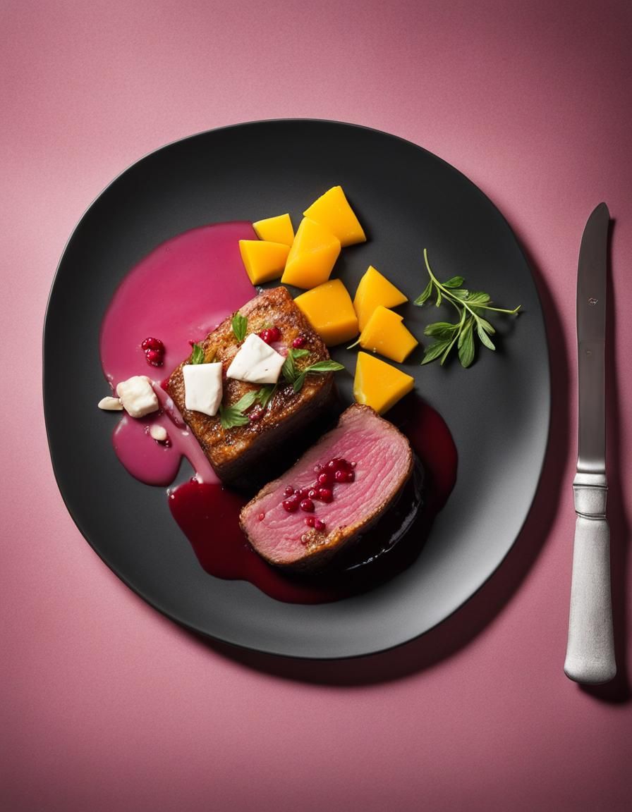 Gourmet Meatloaf with Pomegranate Sauce, Professional Photo