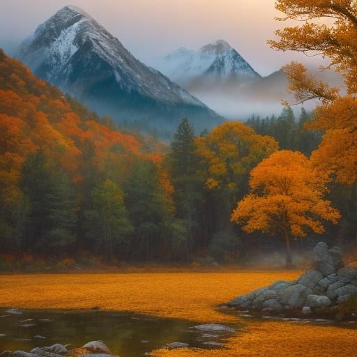 Turquoise Stones Amidst Vibrant Autumn Foliage