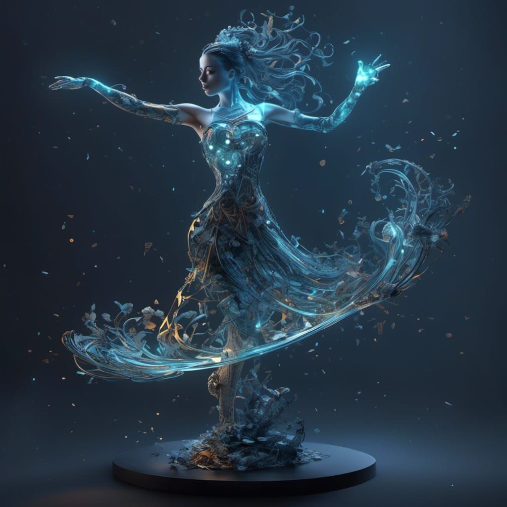 Ornate Three-Dimensional Glowing Math Girl