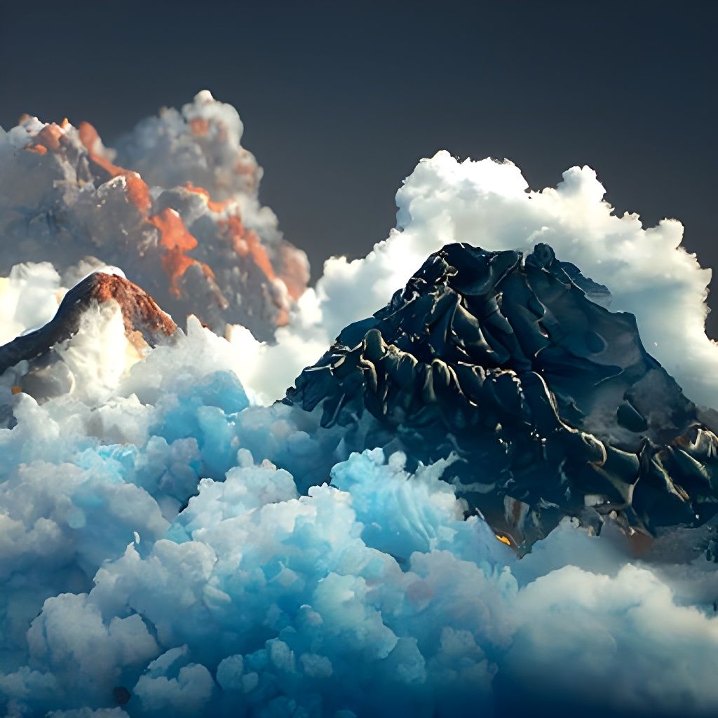 Majestic Mountains Surrounded by Puffy Clouds