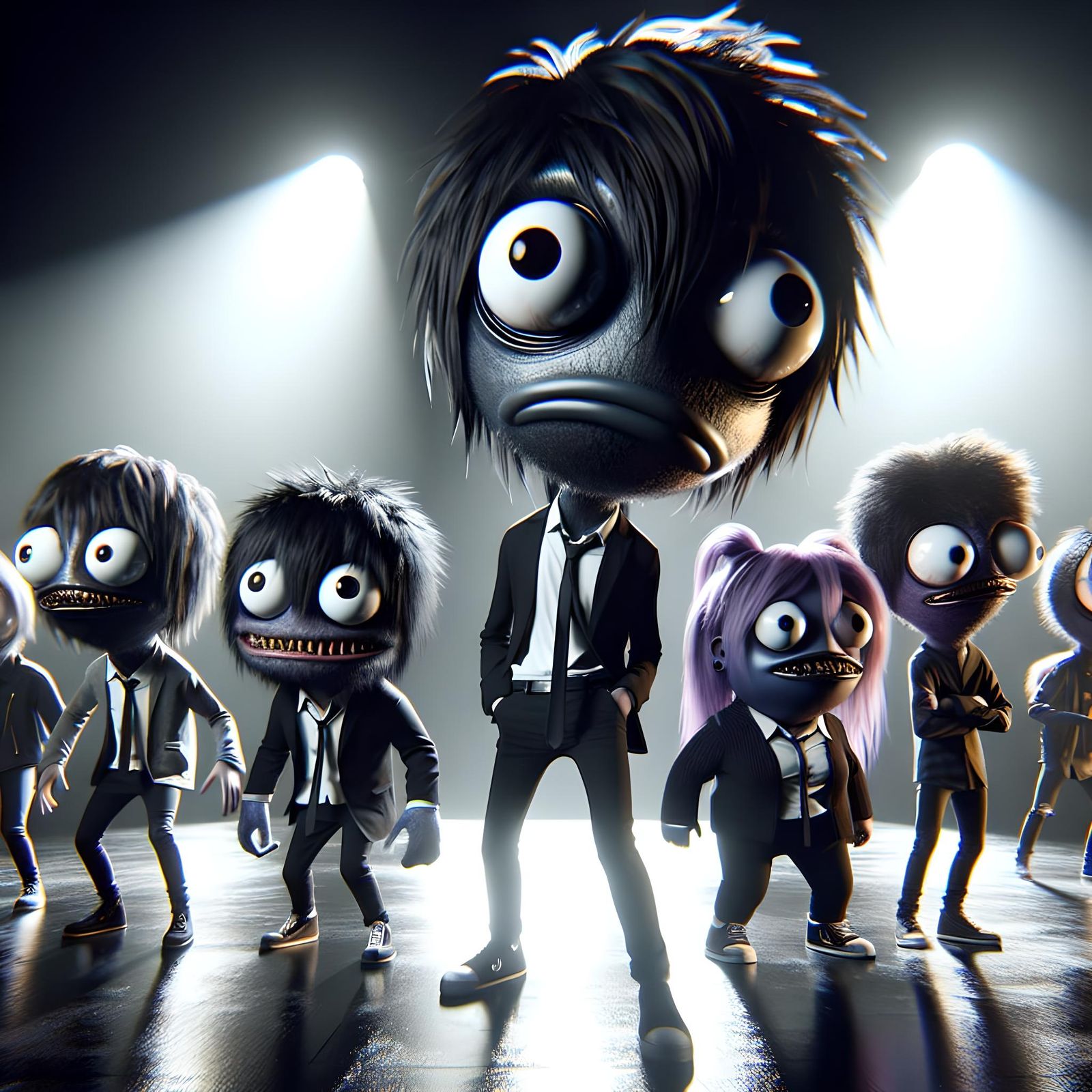 Emo Characters in Dark Academia Style, 8K Render
