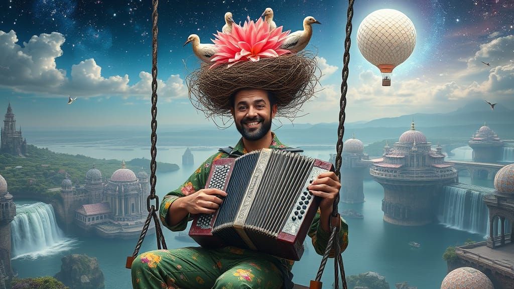 Psychedelic Utopia with Accordionist and Sacred Geometry