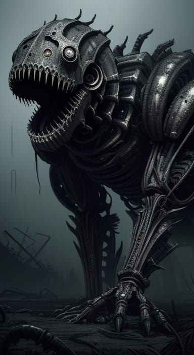 Biomechanical Centipede in Dark Surreal Style