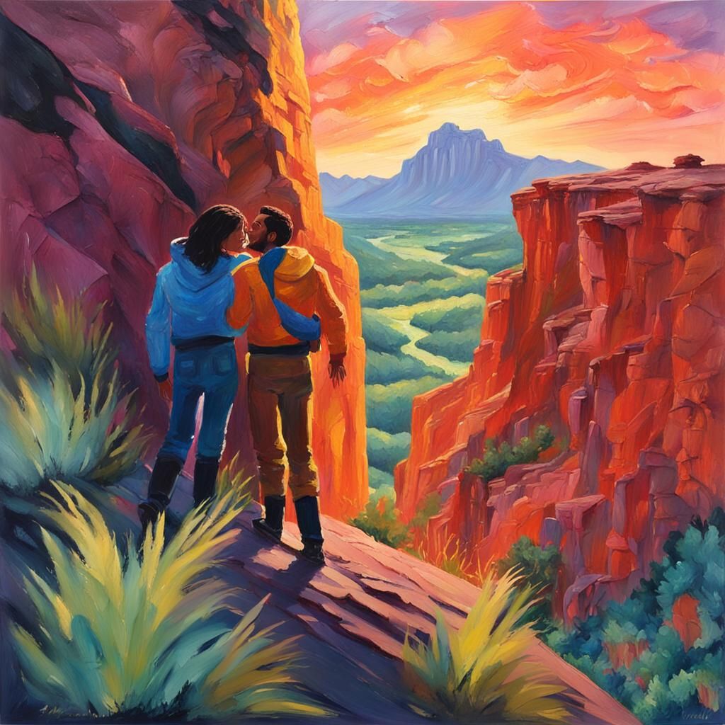 B'Elanna and Tom Embrace in Impressionist Gouache