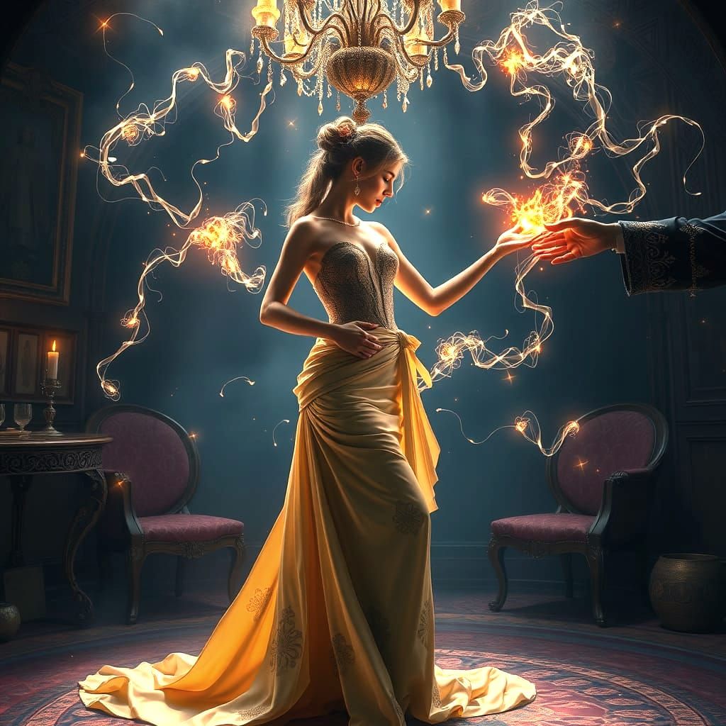 Elegant Lady Dressed by Invisible Magic Hands