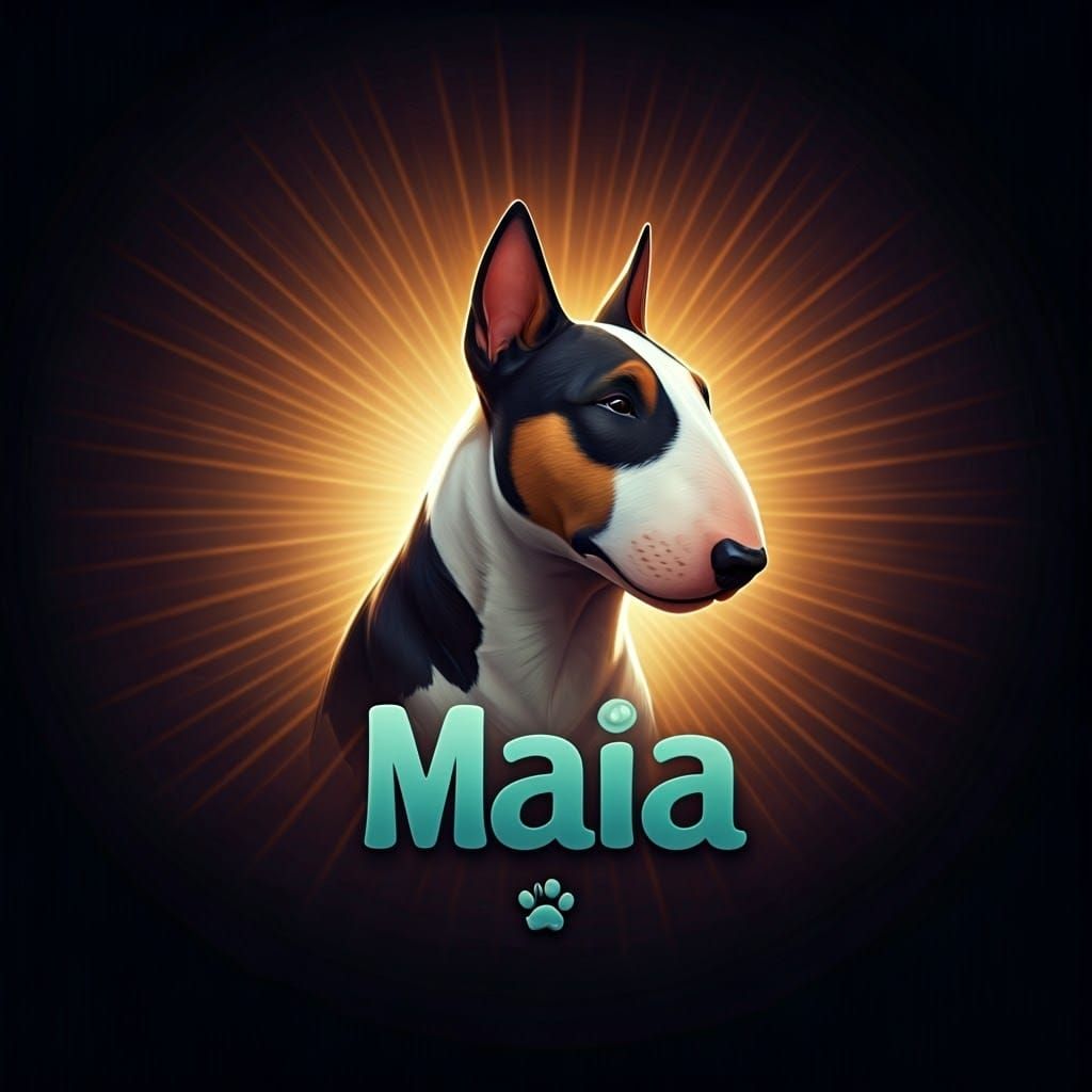Stylized Bull Terrier Logo in Pixar Style