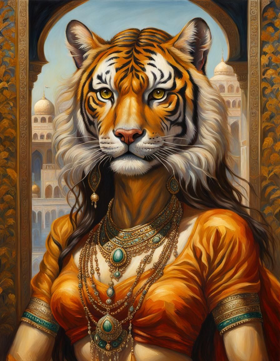 Sensual Tiger Belly Dancer in Persian Palace