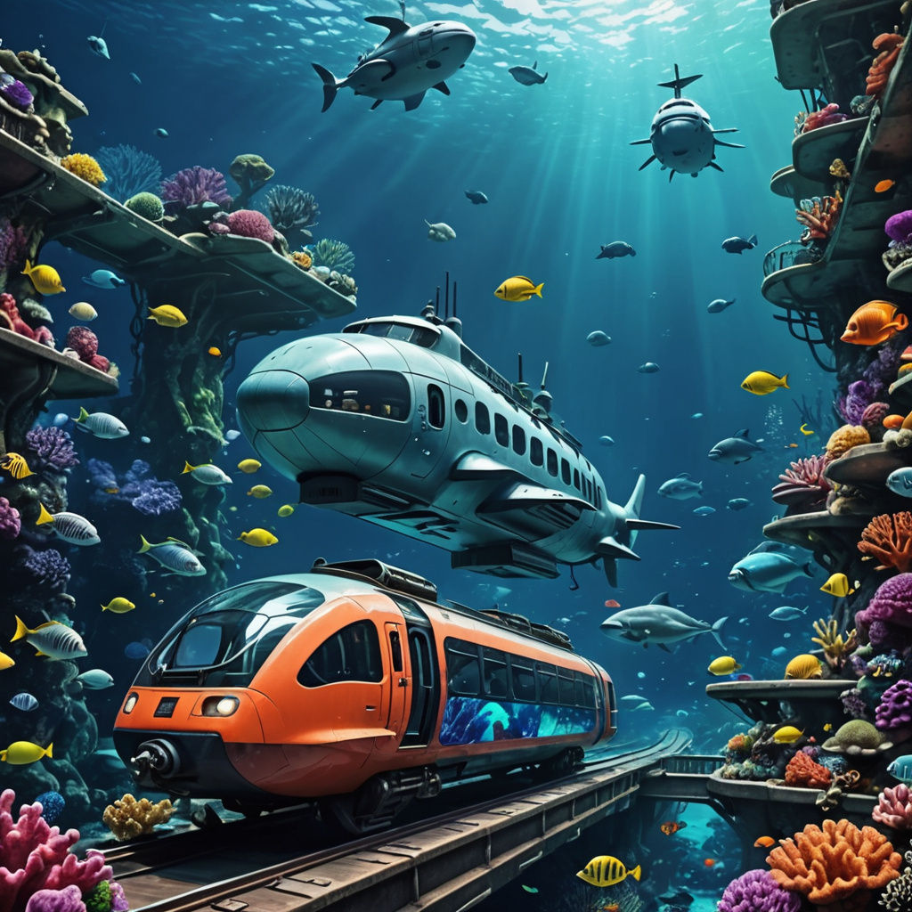 Futuristic Underwater Transport System with Coral Reef