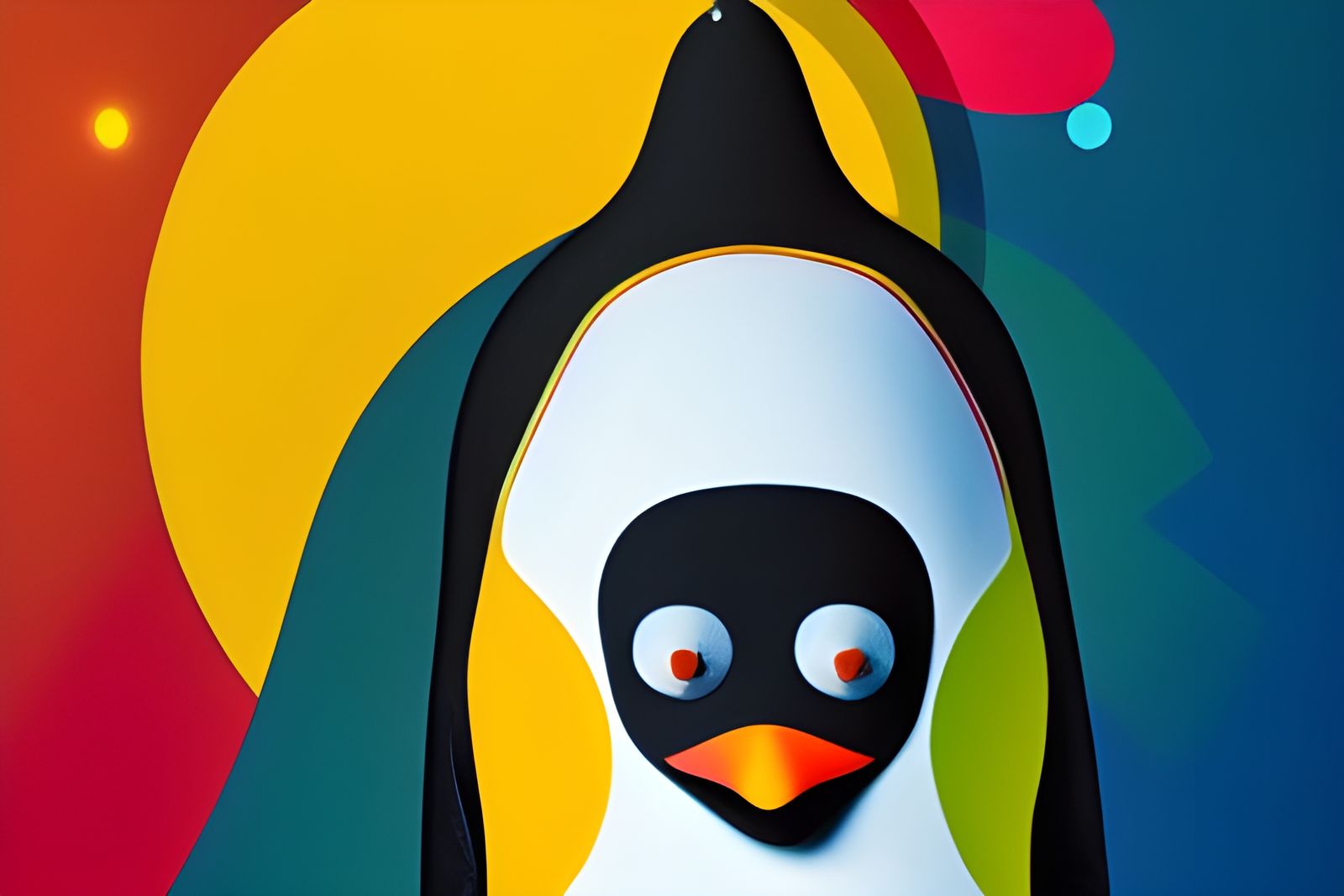 Retrofuturistic Penguin with Neural Interface in Hyperrealis...