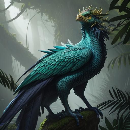 Vibrant Hybrid Creature in Lush Jungle Concept Art