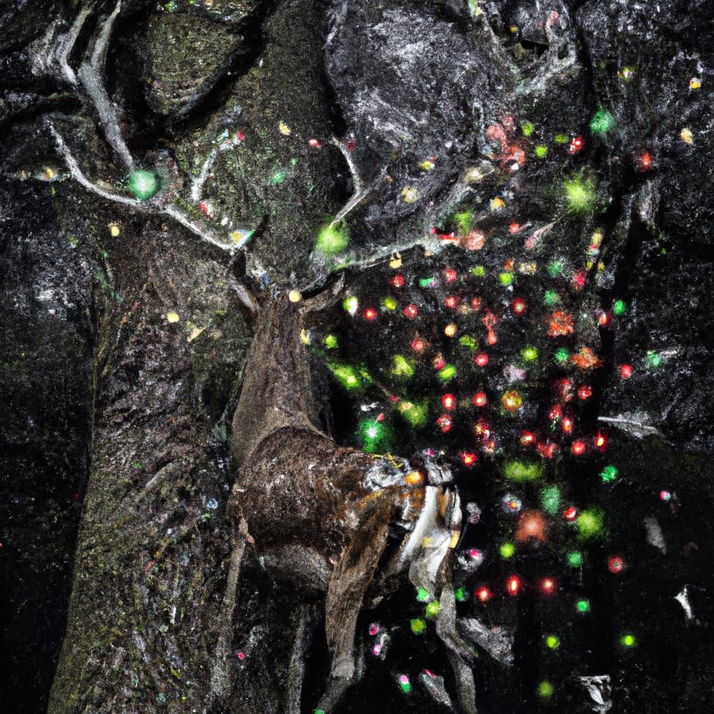 Smart Tree with Bird Drones & Deer in Surreal Tech Realism