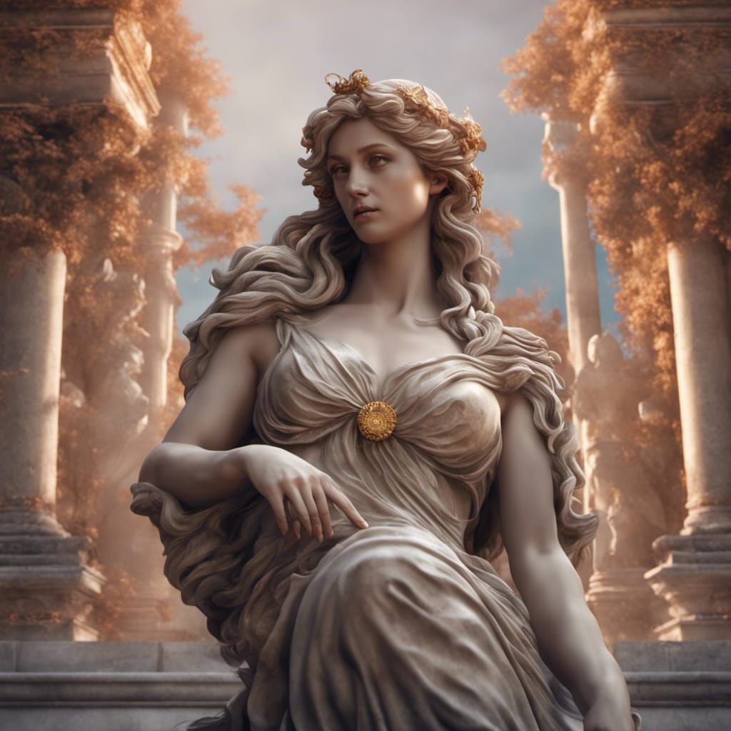 Aphrodite Marble Statue: Detailed Matte Painting