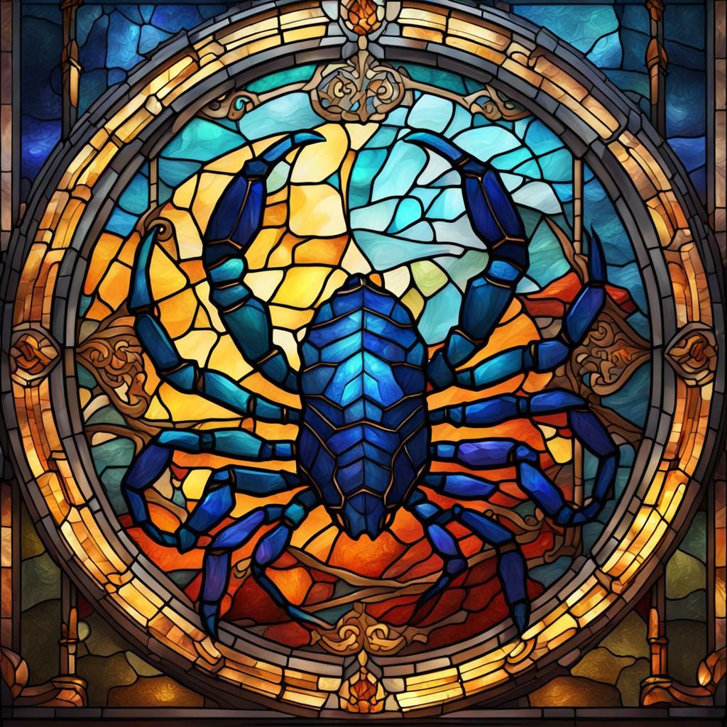 Stained Glass Scorpion Symbol: Detailed Fantasy Art