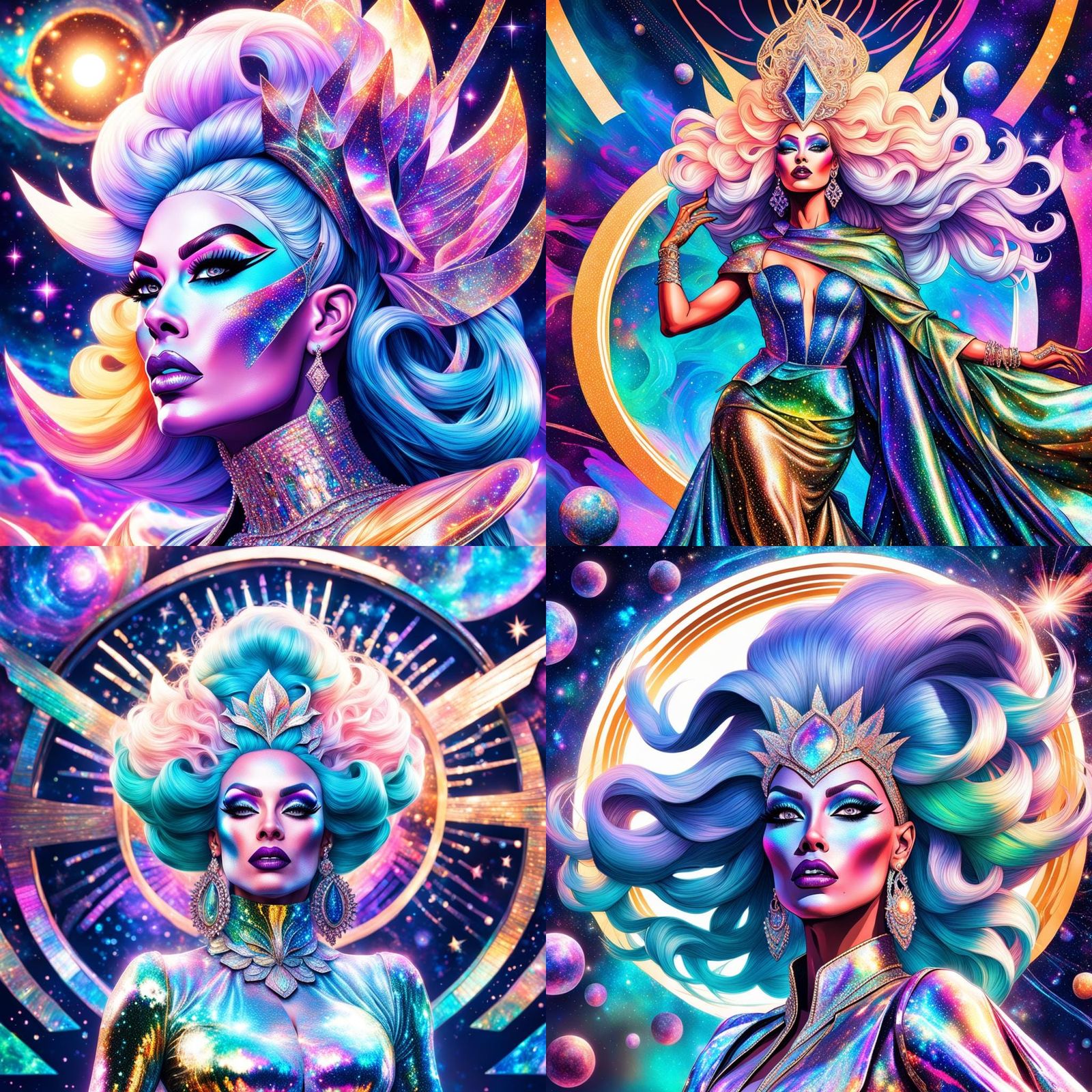 Cosmic Drag Queen: Holographic Astral Illustration