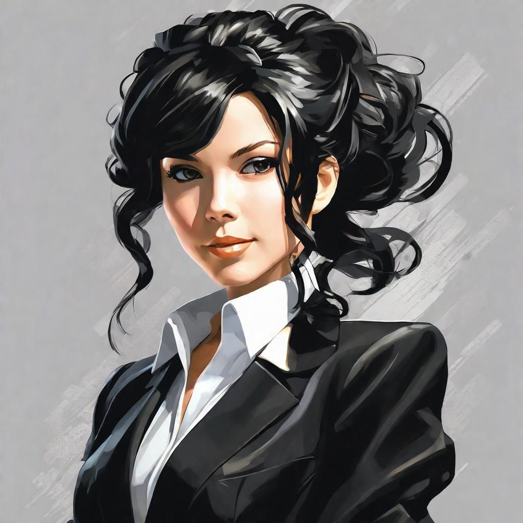 Anime Agent in Black Portrait Art Print