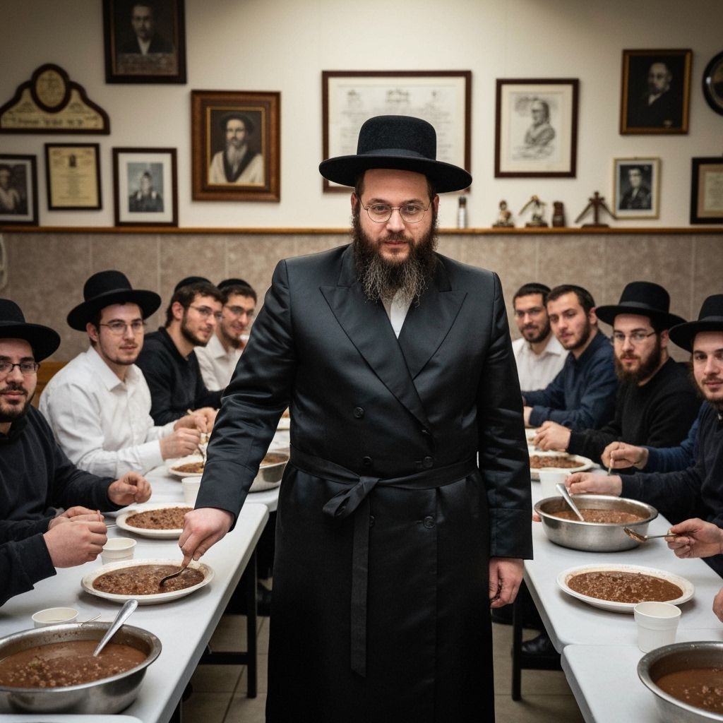 Rabbi Eating Surrounded by Tactical Men as Comic Book