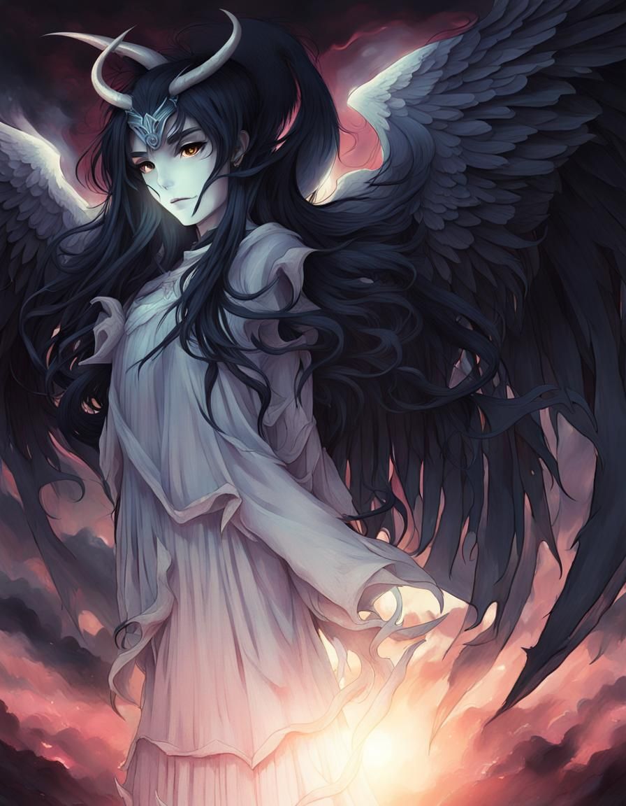 Dark Fantasy Angel in Chiaroscuro Lighting