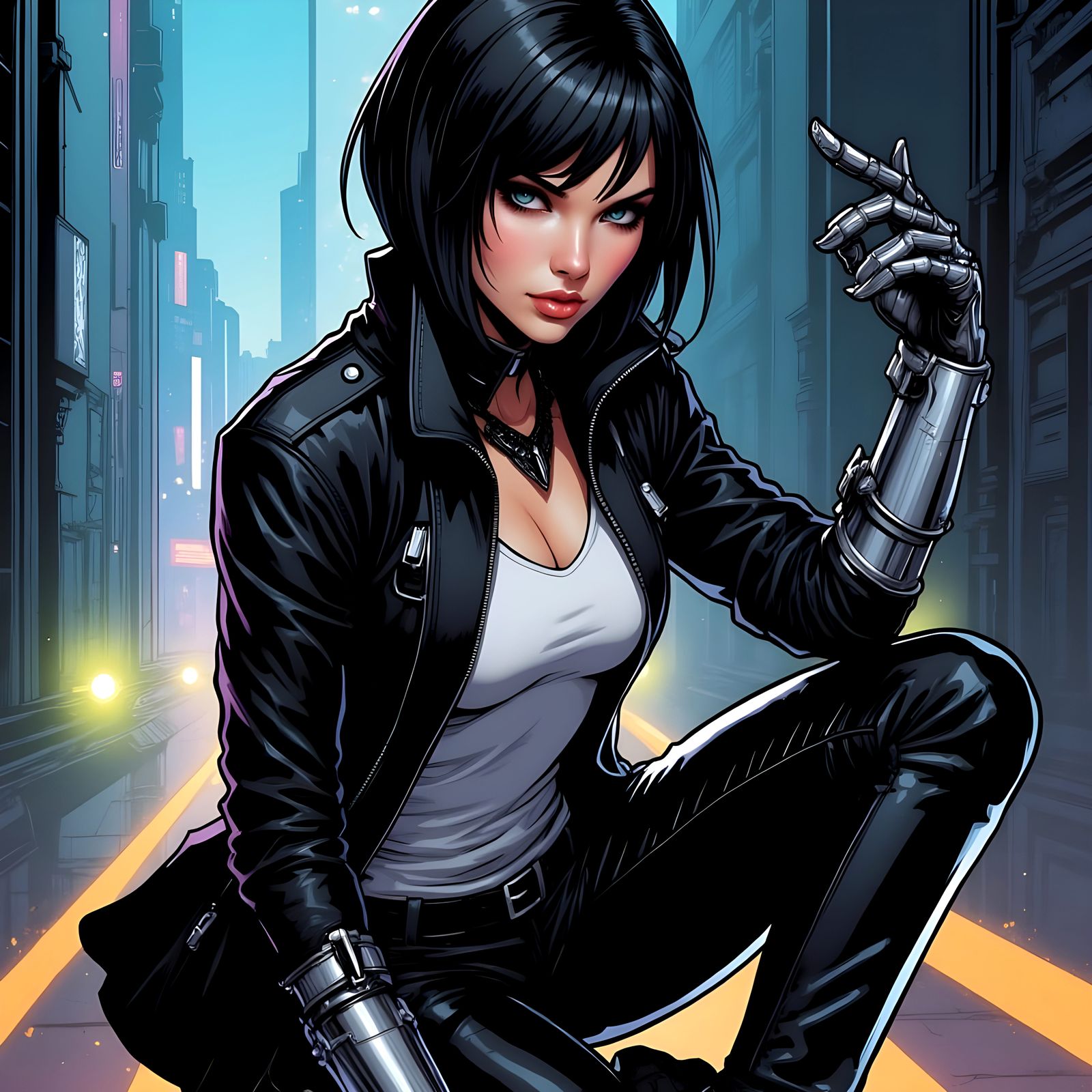 Motoko Kusanagi: Comic Book Style Pin-Up