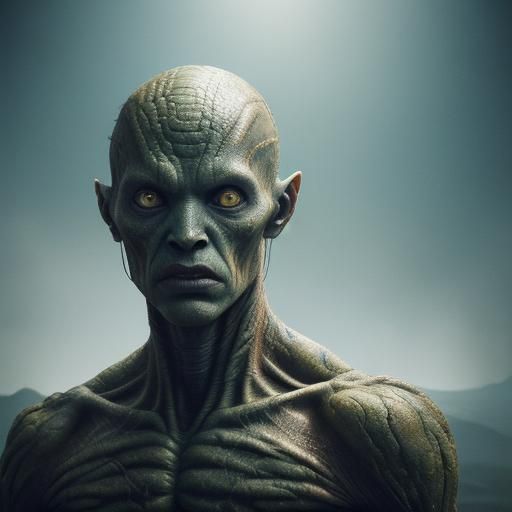 Mutated Alien Hybrid Portrait in Hyperrealistic Style