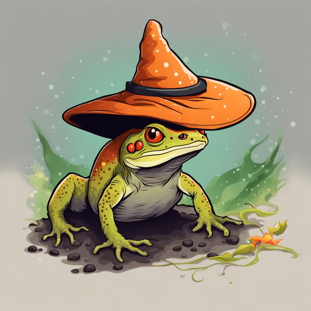 Newt with Witch Hat: A Whimsical Image